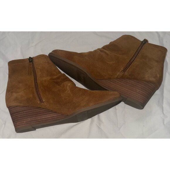 Franco Sarto Winston Boots Womens Size 10 Brown Suede Leather Booties Wedge Heel - Picture 8 of 12